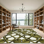Olive Clover Lattice Interlocking Grid Rug