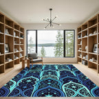 Deep Blue Starry Archway Tapestry Rug