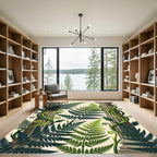 Lush Green Ferns and Classical Columns Rug