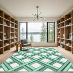 Mint Green Geometric Lattice Grid Rug