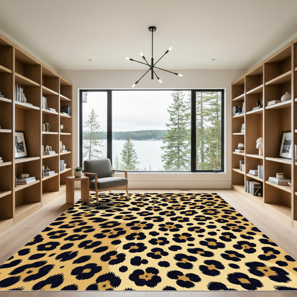 Golden Animal Spotted Leopard Texture Rug
