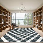 Modern Gray Plaid Diagonal Rug