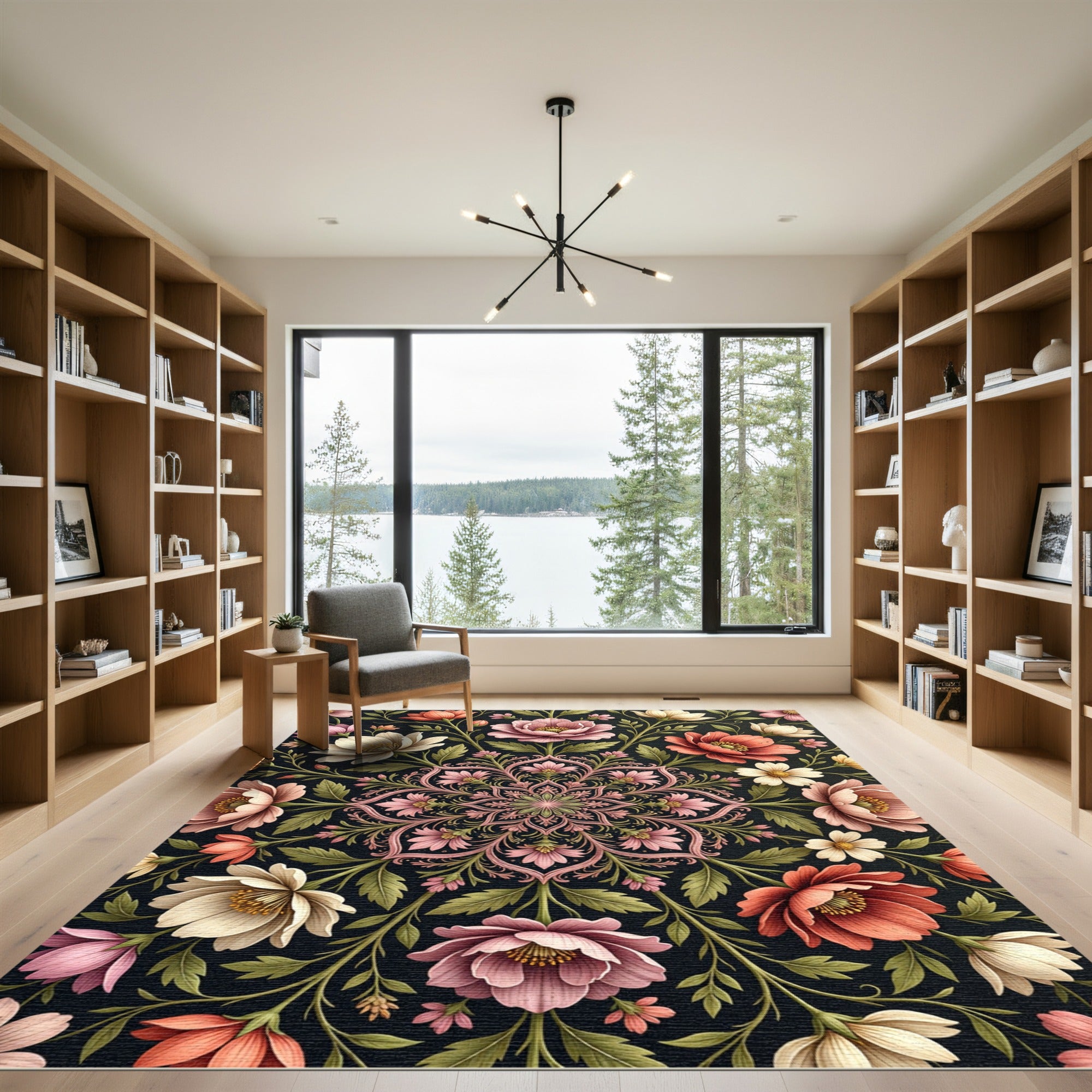 Ethereal Pink Floral Centerpiece Medallion Rug