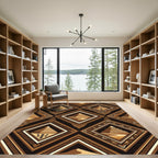 Geometric Pyramid Earth Tone Diamond Rug