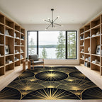 Art Deco Golden Fan Burst Rug