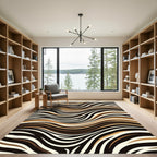 Abstract Chocolate Cream Wavy Zebra Rug