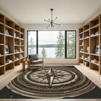Vintage Nautical Compass Medallion Area Rug