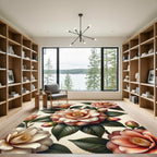Elegant Peach Camellia Garden Bloom Rug