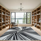 Monochromatic Abstract Angular Linear Art Rug