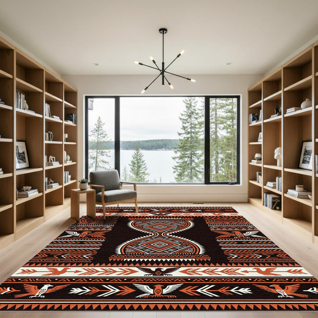 Earthy Geometric Southwest Eagle Diamond Rug