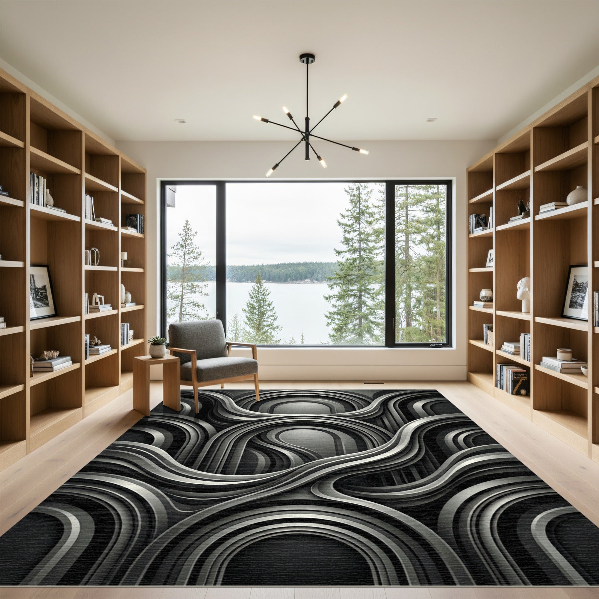 Monochromatic Fluid Arch Weave Rug
