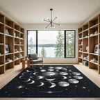 Celestial Lunar Phase Monochrome Area Rug