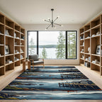 Stormy Coastal Village Dock Seascape Rug