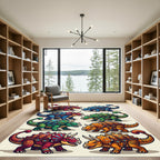 Colorful Tribal Dinosaur Reptile Illustration Rug