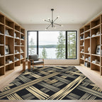 Abstract Gold and Gray Woven Texture Rug