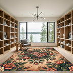 Vintage Amber Rose Medallion Bouquet Rug