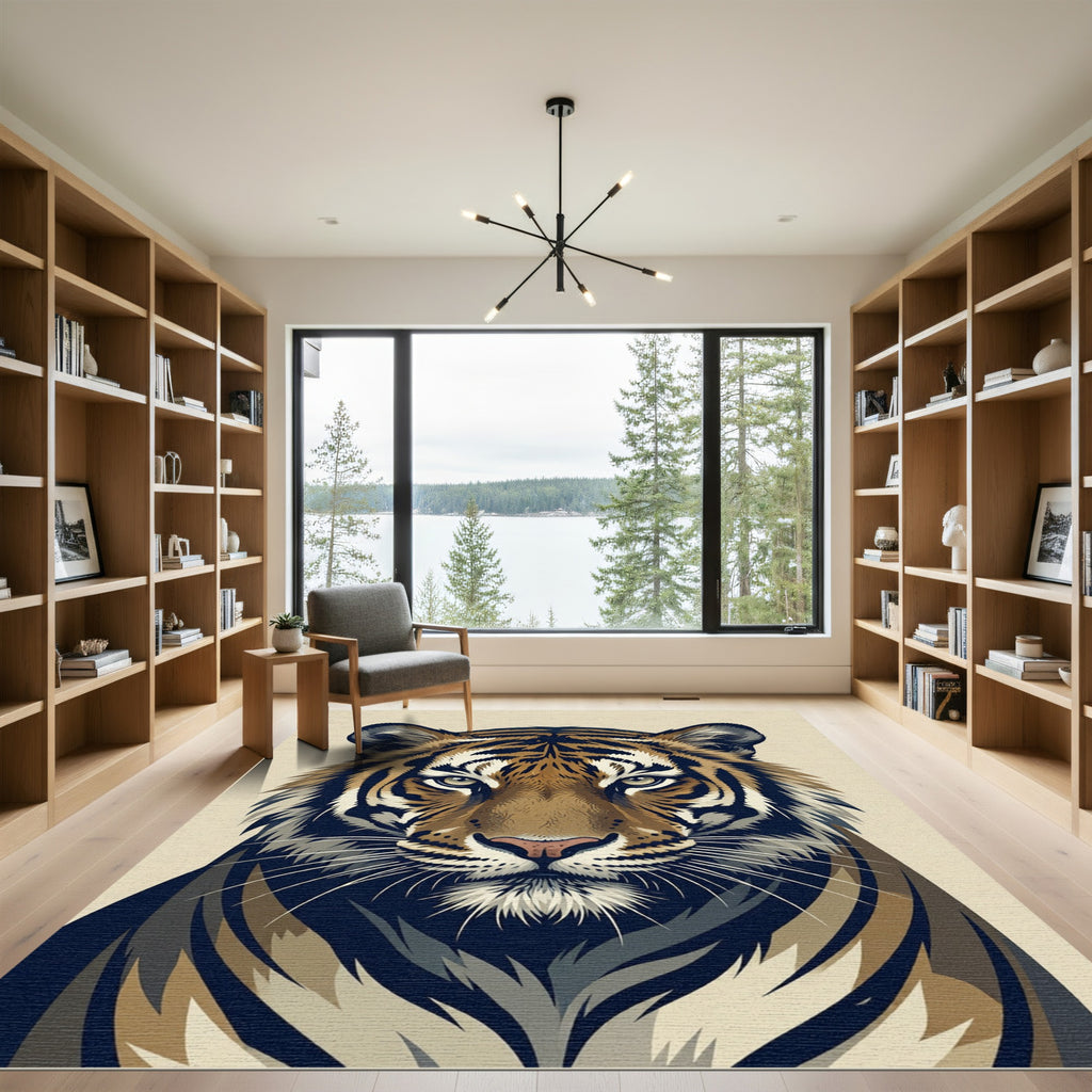 Majestic Golden Tiger Portrait Rug