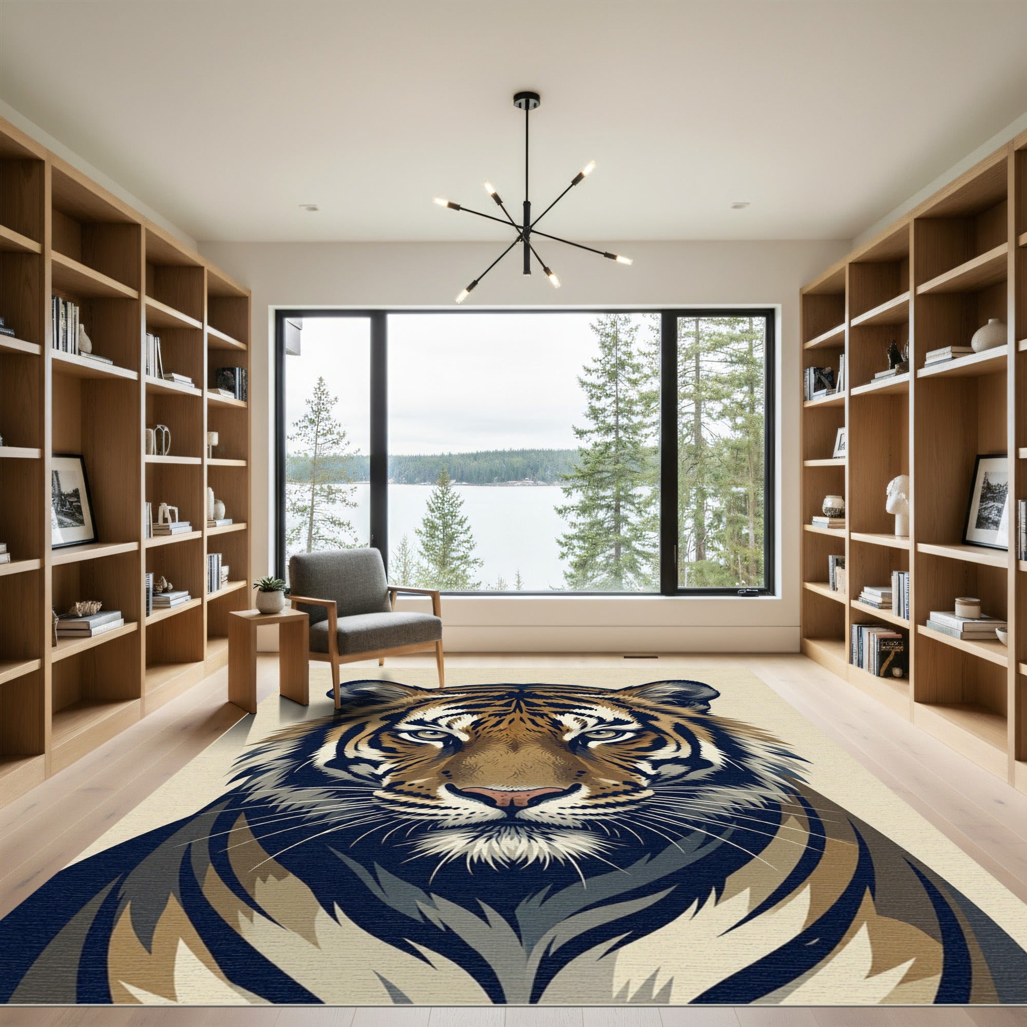 Majestic Golden Tiger Portrait Rug