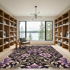 Ornate Lilac Floral Vine Scroll Rug