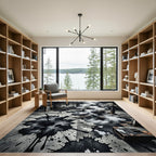Industrial Black Ink Splatter Rug
