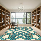 Teal Interlocking Arch Geometric Rug