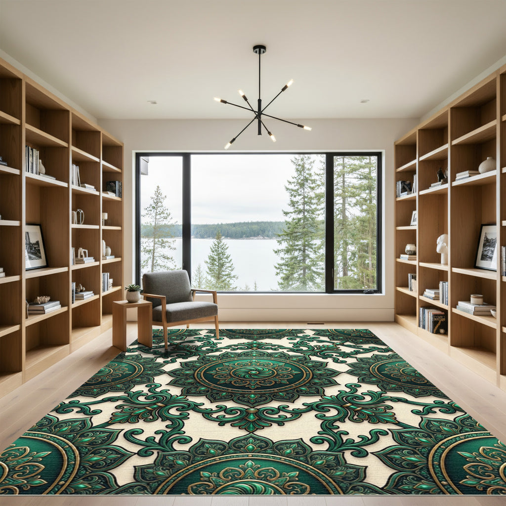 Emerald Vintage Filigree Medallion Rug