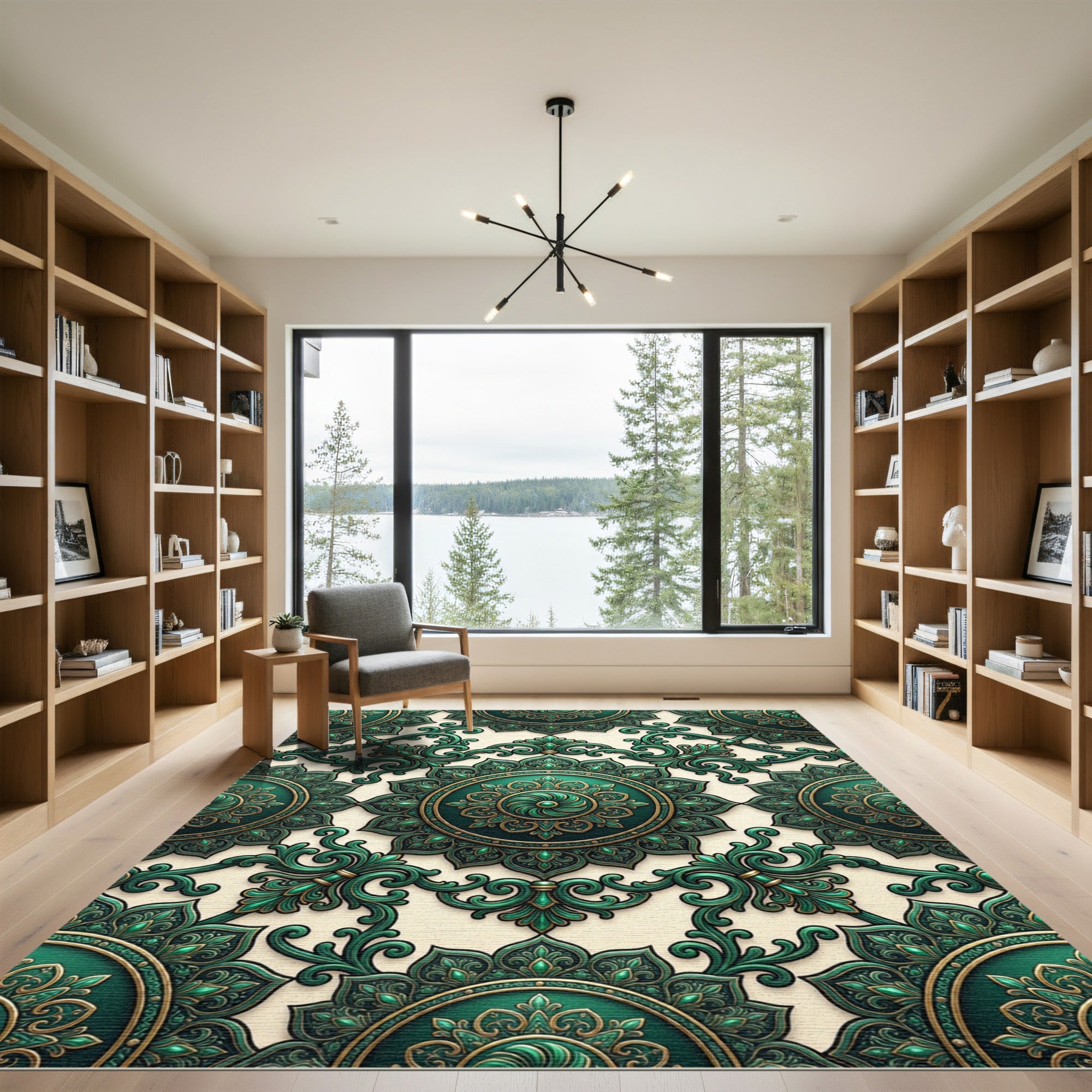 Emerald Vintage Filigree Medallion Rug