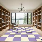 Lilac Cream 3D Cubes Mosaic Rug
