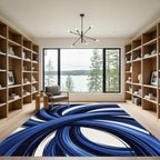 Deep Blue Swirl Brushstroke Rug