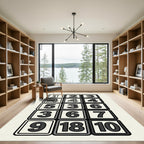 Modern Number Grid Monochromatic Tile Rug