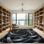 Gray Metallic Swirl Ribbon Vortex Rug