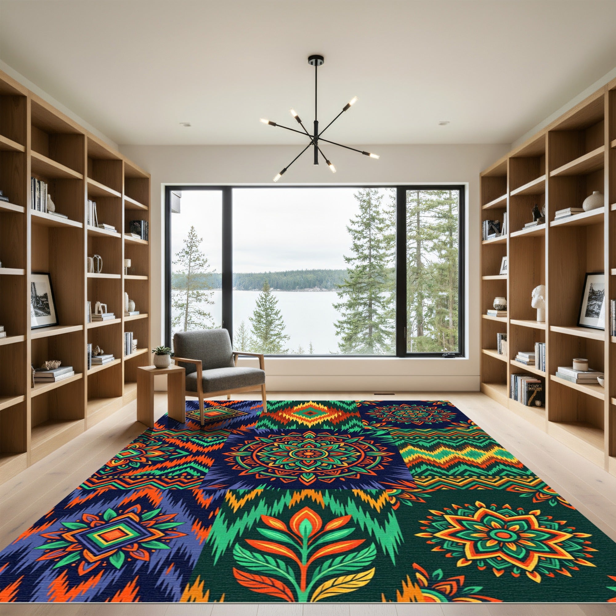 Vibrant Tribal Diamond Mandala Collage Rug