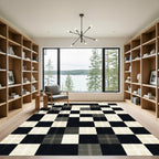 Monochrome Grid Checkered Block Floor Covering Rug