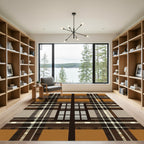 Warm Brown Plaid Window Pane Rug