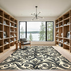 Ornate Gray Acanthus Swirl Rug