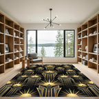 Art Deco Black and Gold Sunburst Rug