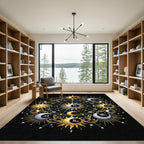 Golden Celestial Sun Moon Zodiac Rug