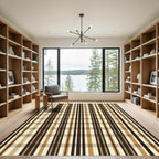 Brown Beige Plaid Vertical Stripe Rug