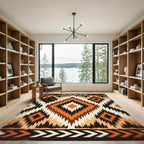 Orange Geometric Diamond Tribal Stripe Rug