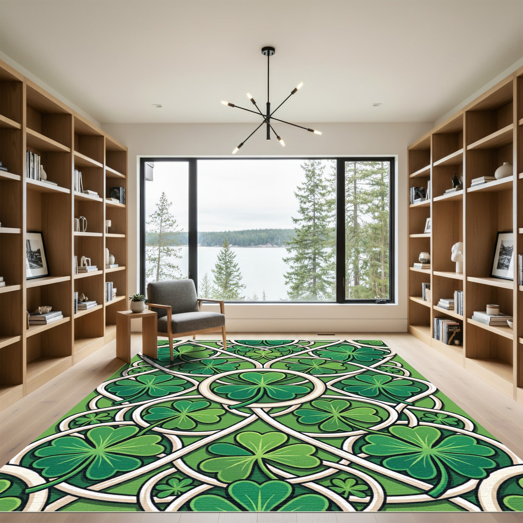 Celtic Clover Interlocking Emerald Knot Rug