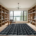 Monochromatic Industrial Grid Structural Abstract Rug