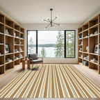 Minimalist Vertical Tan Striped Rug