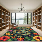 Lush Golden Azure Reptile Tropical Flora Rug