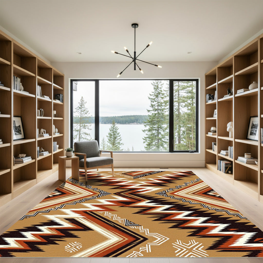 Earthy Geometric Zigzag Southwestern Area Rug