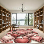 Vintage Distressed Layered Hearts Blush Rug