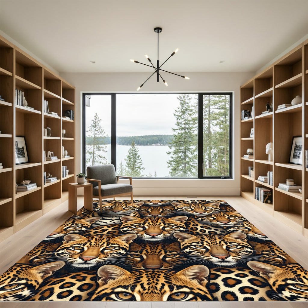 Leopard Faces Ocelot Spots Composed Rug
