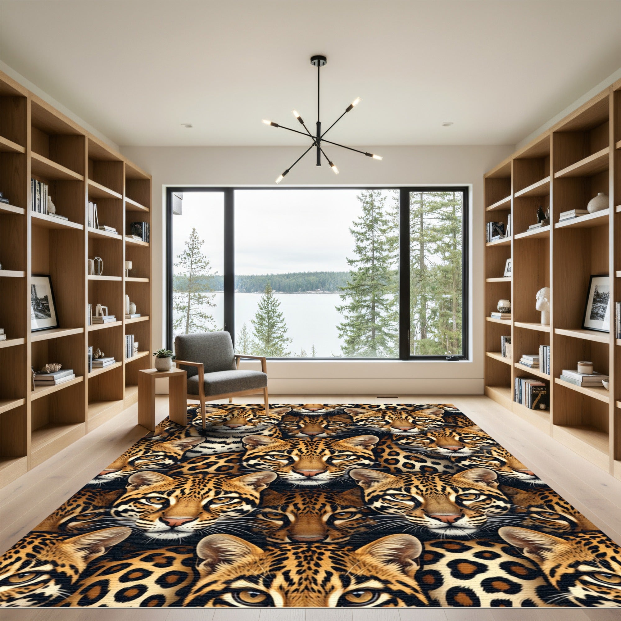 Leopard Faces Ocelot Spots Composed Rug