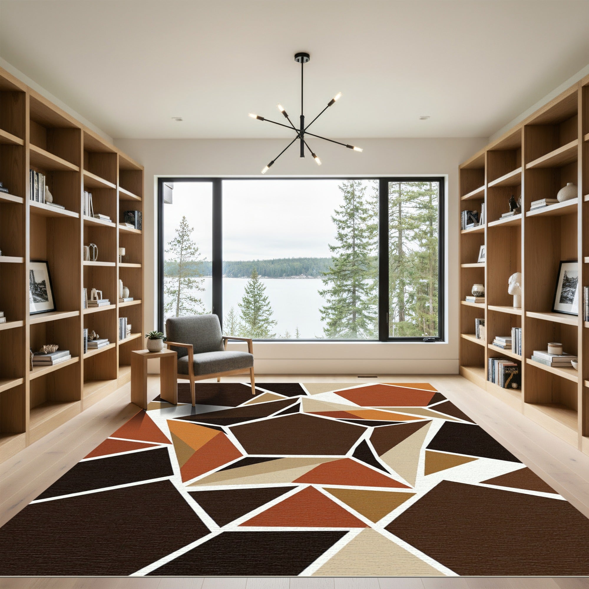 Geometric Earth Tone Starburst Rug