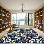 Navy Chrysanthemum Floral Vine Rug