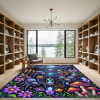 Neon Spider Web Celestial Mystic Moon Rug